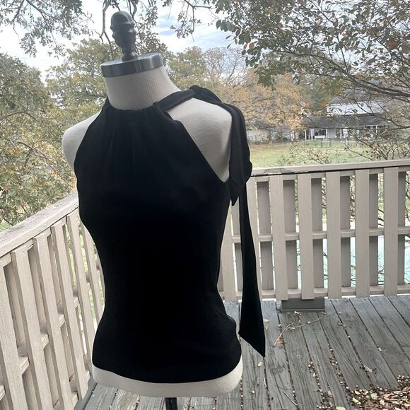 Ann Taylor Loft crepe top sleeveless straight flowing cut Small neckline twisted - Picture 3 of 11